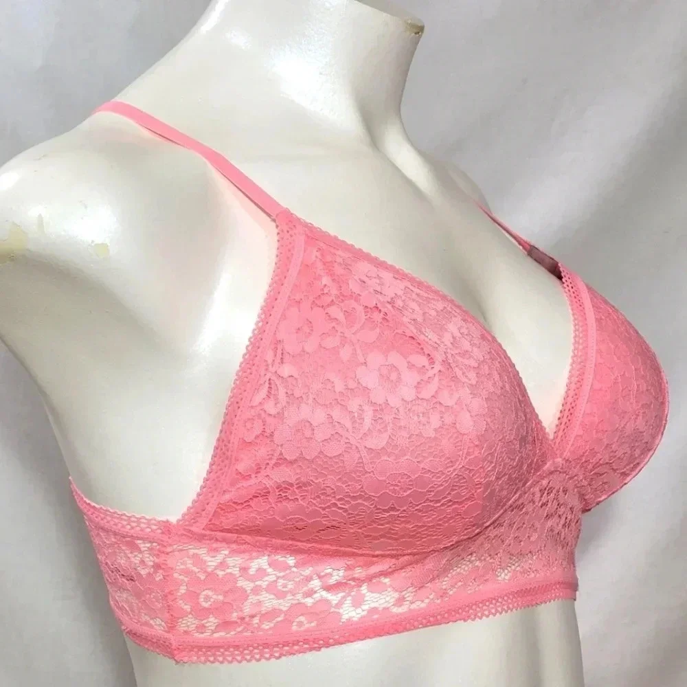 MEDIUM‎ Xhilaration Lace Long Line Longline Strappy Back Bralette Bra Pink